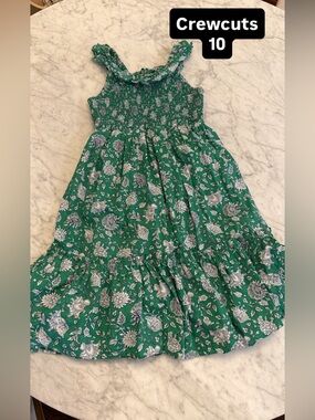 Crewcuts Green Floral Smocked Sundress